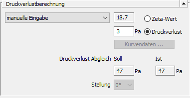 Dialog Technische Daten Druckverlustberechnung Linear Revit