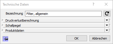 Dialog Technische Daten Linear Revit