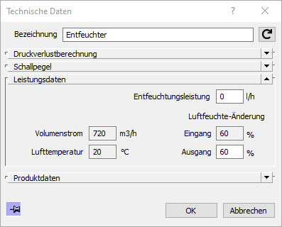 Dialog Technische Daten Linear Revit