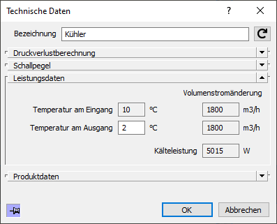 Dialog Technische Daten Linear Revit