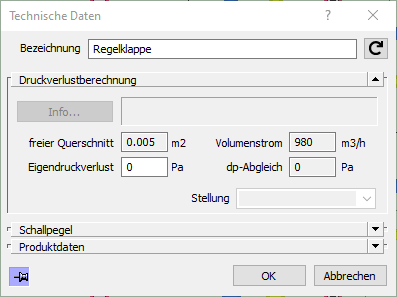 Dialog Technische Daten Linear Revit