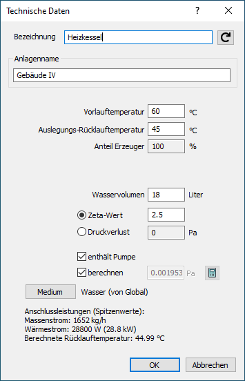 Technische Daten Erzeuger Wärme Kälte Linear Revit