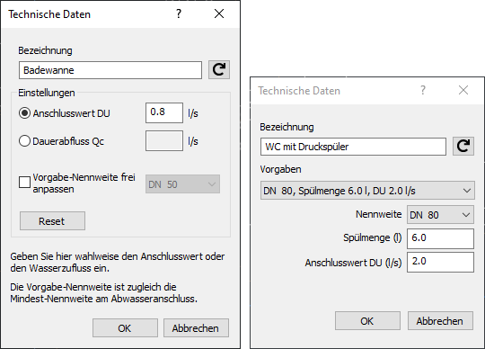Dialog Technische Daten Linear Revit