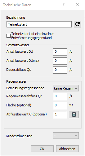 Technische Daten Teilnetzstart Linear Revit