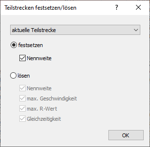 Teilstrecken festsetzen Linear Analyse