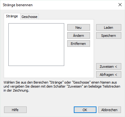Stränge benennen Dialog