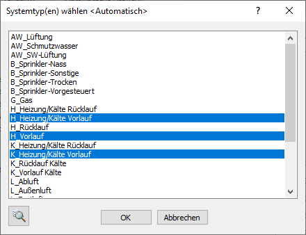 Dialog Systemtypen Linear Revit