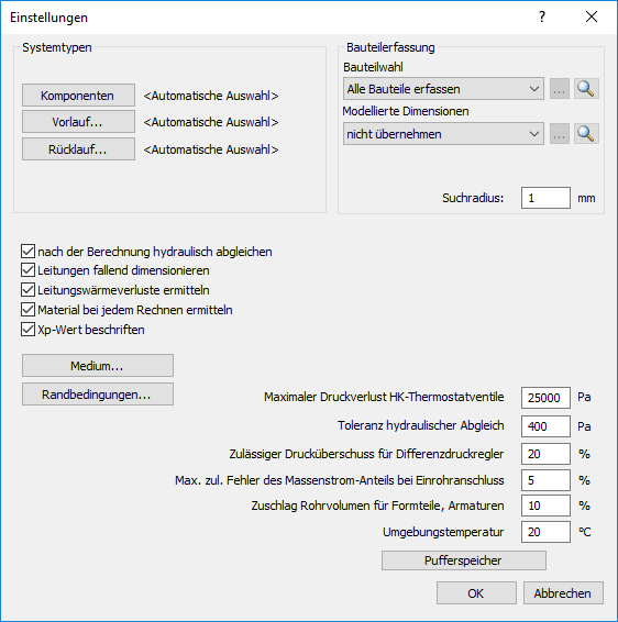 Einstellungen Linear Revit