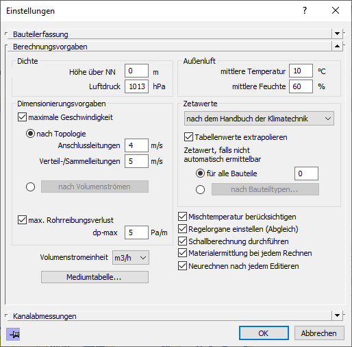 Dialog Einstellungen Linear Revit