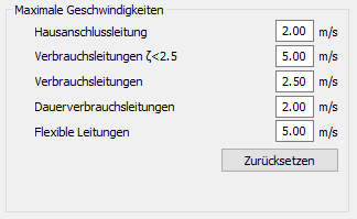 Bereich Maximale Geschwindigkeiten Einstellungen Linear Revit