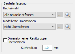 Bereich Bauteilerfassung Einstellungen Linear Revit
