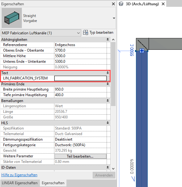 Fabrication Parameter Linear Revit