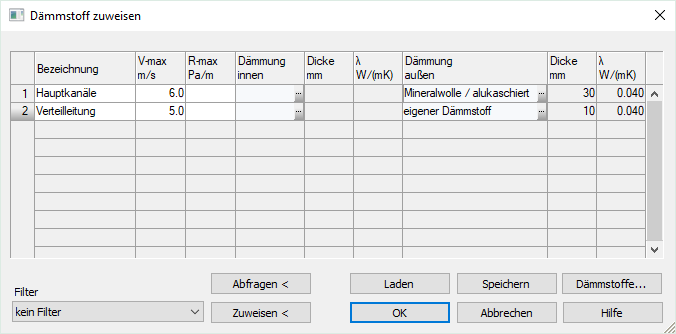 Dialog Dämmstoff Revit