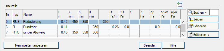Tabelle Bauteile Berechnung Linear Revit