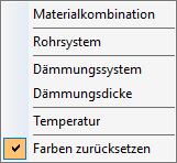 Kontextmenü Rohre Dämmungen Linear