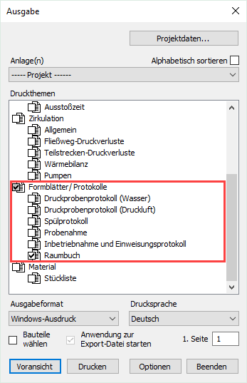 Dialog Ausgabe Analyse