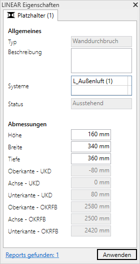 Eigenschaften Linear Revit