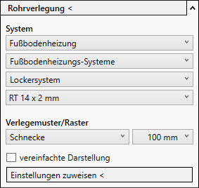 Rohrverlegung Flächentemperierung Linear Revit