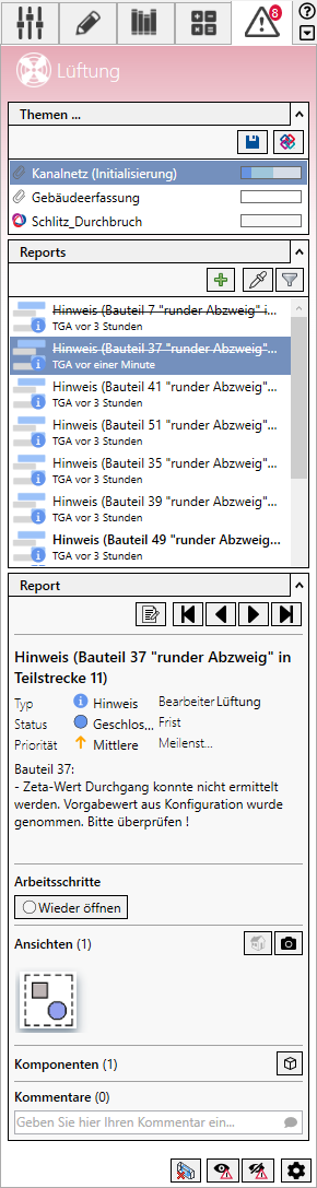 Reports Aufgaben Tab Linear Revit