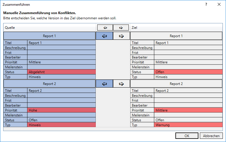 Zusammenführen Dialog Linear Revit