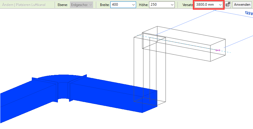 Luftkanal Versatz Linear Revit
