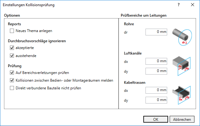 Dialog Einstellungen Kollisionsprüfung Linear Revit