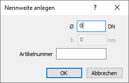 Dialog Nennweite anlegen Linear Revit