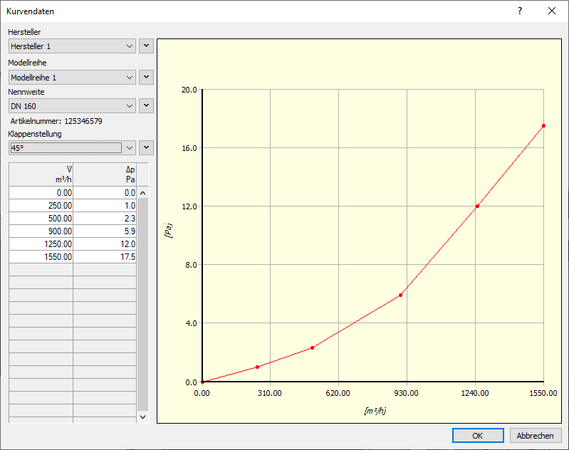 Dialog Kurvendaten Linear Revit