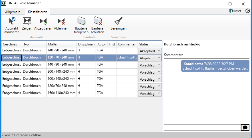 Klassifizieren Tab Linear Void Manager