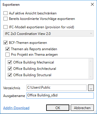 Exportieren Durchbrüche Linear Revit