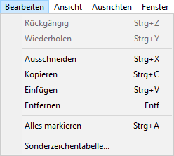 Menü Ausrichten Linear