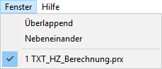 Menü Fenster Linear Report Edit