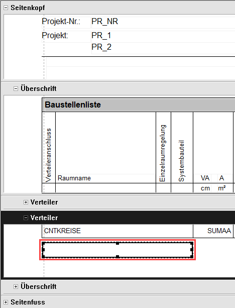 Textfeld Linear Report Edit