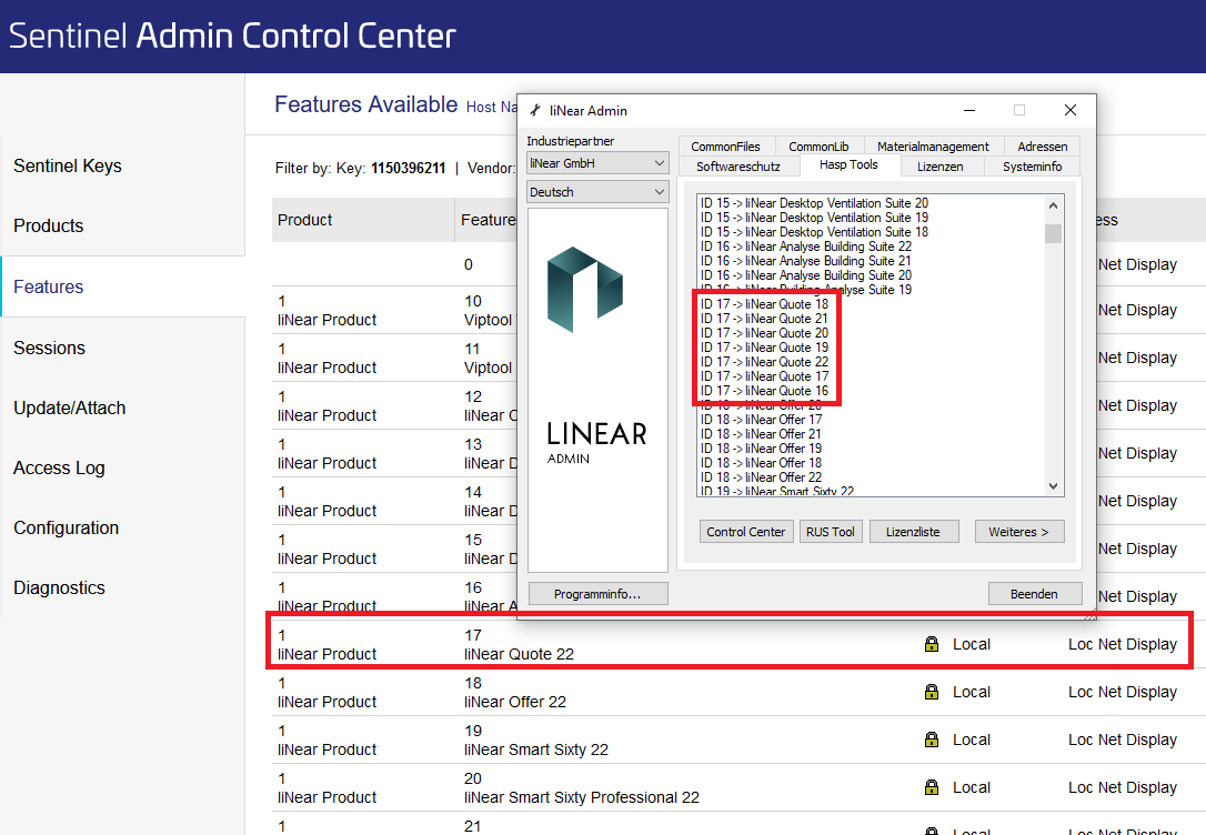 Sentinel Admin Control Center Linear Installation