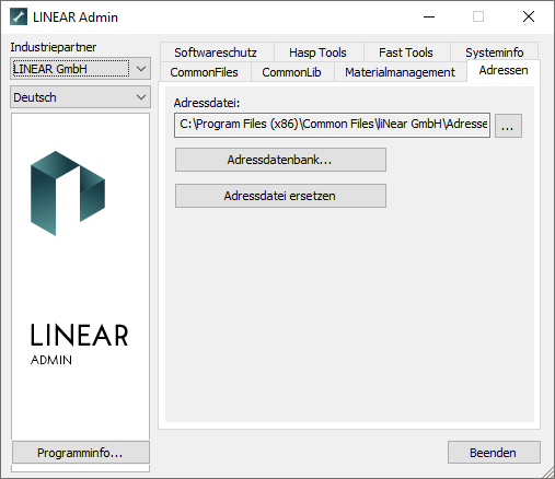 Adressen Linear Admin