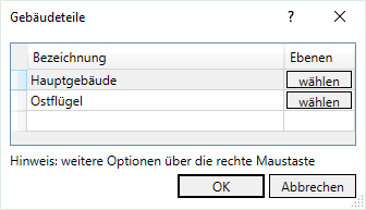 Gebäudeteile Dialog Linear Revit