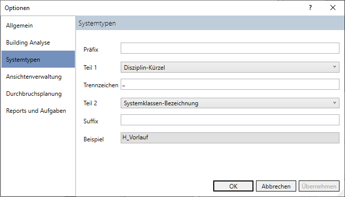 Dialog Optionen Linear Revit