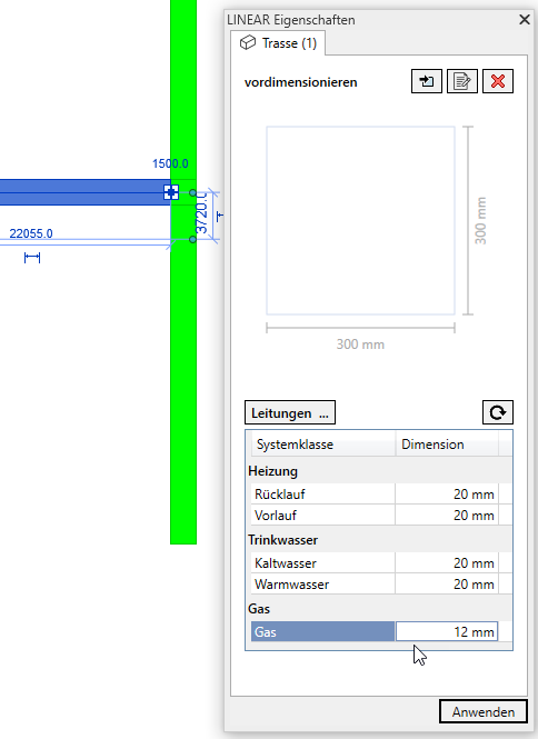 Eigenschaften Linear Revit