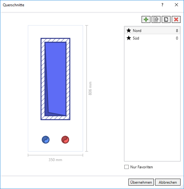 Dialog Querschnitte Linear Revit