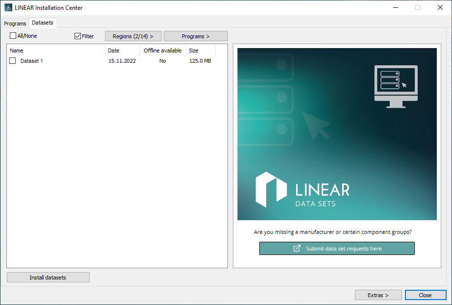 User Interface Linear Installation Center