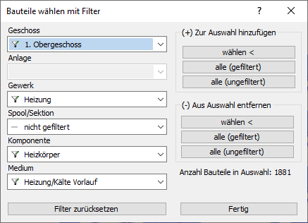 Bauteile Filter Linear AutoCAD
