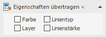 Bereich "Eigenschaften übertragen" in den LINEAR Solutions für Autodesk AutoCAD