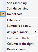 Context menu of dialog component lists in the LINEAR Solutions for Autodesk AutoCAD