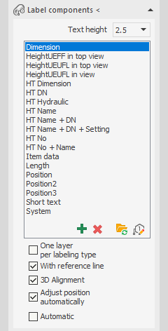 Labeling section of the LINEAR Solutions for Autodesk AutoCAD