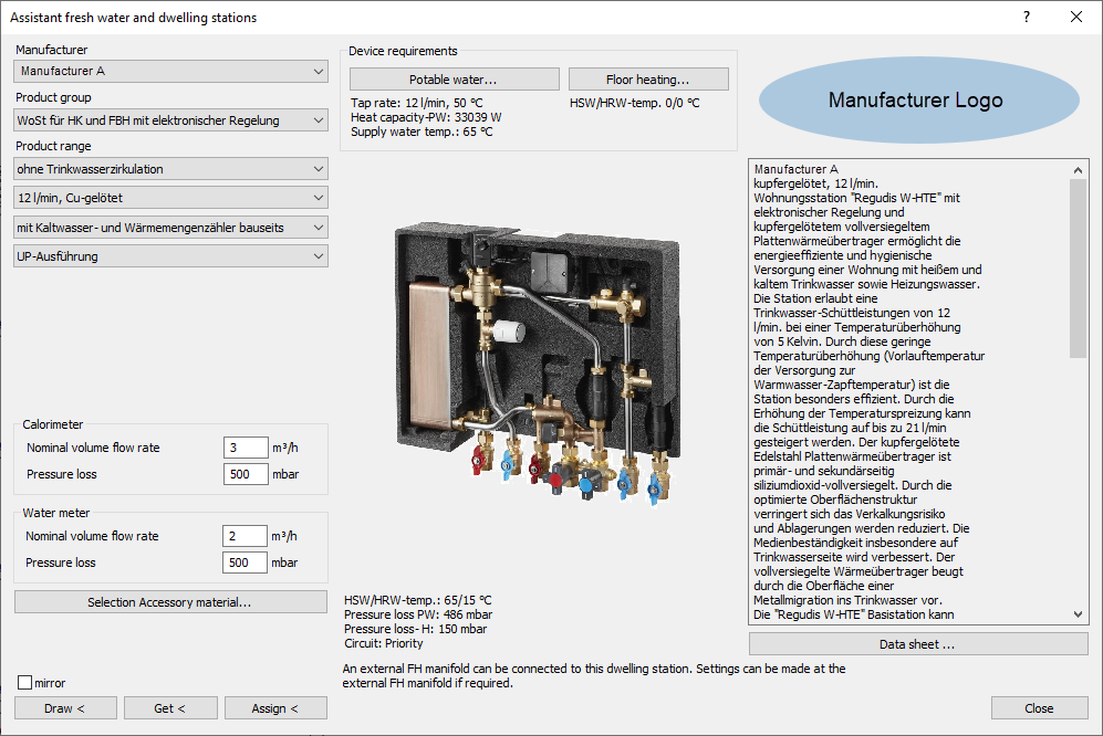 Dialog assistant fresh water and dwelling station Linear AutoCAD