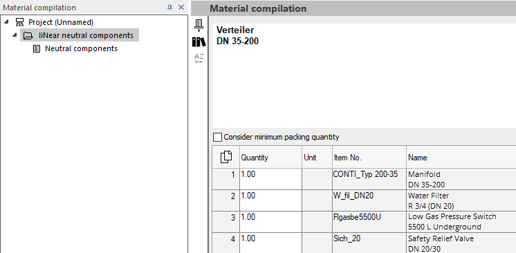Material compilation Linear CAD Browser