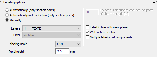 Dialog labeling options - LINEAR Solutions for Autodesk AutoCAD