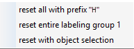 Menu with the options for resetting item numbers in the “Assign item numbers” dialog of the LINEAR Solutionsfor Autodesk AutoCAD
