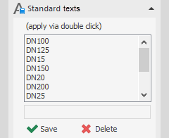 Standard texts area in the LINEAR Solutions for Autodesk AutoCAD