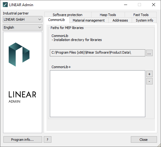 CommonLib tab LINEAR Admin